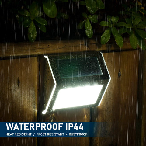 12 Pack Solar Fence Lights With Four LEDs, Waterproof Outdoor Deck Stairway Pathway Garden Lighting, mounted in rain
