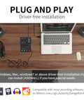 USB Audio Interface For PC With XLR And 3.5mm Microphone Jack For Home Studio Recording, Q-12 on desk with laptop and speakers