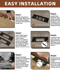 Instruction steps for using Pro Grade Door Jamb Hinge Jig For Easy No Fuss Install Across Eight Size Options black kit