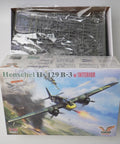 Product box of 1 48 Scale Henschel Hs 129 B3 Model Kit With Ultra Detailed Interior And Clear Parts Bonus Set on display.