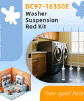 Premium Stainless Steel Washer Suspension Rods Replacement Kit For Front Load Washers DC97-16350E, Fits WA45H7000AW A2 And Similar Models, Heavy Duty, 1.5x Thicker, Quiet, Smooth Operation, Easy DIY Install, Durable Support For Balanced Loads. 4 steel rods shown