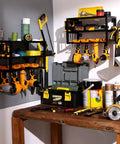Heavy Duty 3 Layer Power Tool Organizer Wall Mount Rack For Cordless Drills And Tools 2 Pack Garage Storage Shelf in use