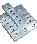 Four Hole T Shaped Brackets Flat Plate For Half Inch Bolt In One And Five Eighths Inch Strut Channel Heavy Duty Unistrut Compatible Mounting Brackets For Construction Framing And Channel Support With Slotted Holes, galvanized steel