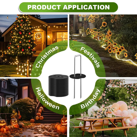Heavy Duty 6 Inch Galvanized Landscape Staples Set With Gasket, 200 Pack for versatile outdoor applications.