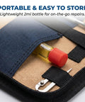 Pro Grade Watch Movement Oil Lubricant 2ml vial in pocket for precision clock and wristwatch maintenance on-the-go.