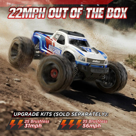 Fast RC Truck For Adults Upgradable To 56 MPH 4x4 Off Road All Terrain Beefy Monster 1 To 16 Remote Control Car on dirt track