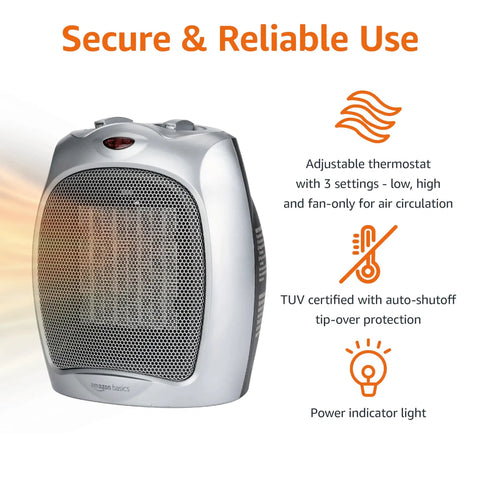 Tiny But Mighty Ceramic Space Heater Portable Indoor Heating Solution With Overheat And Tip Over Protection Thermostat Non Oscillating 1500W