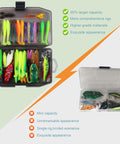 All In One 220 Piece Fishing Lures Kit Box With Soft Plastics Hooks Swimbaits Crankbaits Jigs And Accessories For Bass Crappie And Panfish Travel Ready Tackle Gear Set Great Gift For Men showing open tackle box with lures and comparison chart.