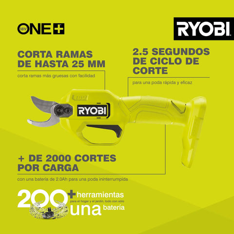 18V One Plus Cordless Pruner Secateurs With 25mm Cut Capacity And 145Nm Torque, Comfortable Grip For Thick Gloves