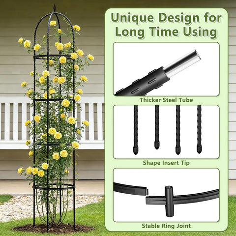 Six Foot Rustproof Metal Trellis With Plastic Coated Frame For Garden Plants Climbing Support with yellow flowers