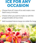 Portable Countertop Ice Maker Delivers 12 Bullet Ice Cubes in 7 Minutes, 50 Lb Daily Capacity, 3 Ice Size Options with drinks