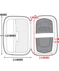 Diagram of Rugged Hard Shell Thermal Camera Case With Water Resistant Exterior Fits FLIR C5 C3 X FLIR One Pro Seek Reveal XR And Other Infrared Cameras With Built In Wrist Strap And Interior Elastic Straps For Go Anywhere And Scratch Free Protection showing dimensions and interior straps