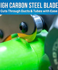 Rotary Duct And Tube Cutter For Large HDPE Ducts And Fiber Optic Lines Cuts 36 To 52 Millimeters With A Two Inch Maximum And Heavy Duty High Carbon Steel Blades For Clean Ringing