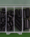 Cool 90 Piece Automotive Carburetor Vacuum Caps Assortment Kit With Black Rubber Seals In Five Essential Sizes For Your Ride And Engine Mods in plastic case