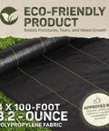 Heavy-Duty Weed Barrier Fabric 4 By 100 Feet Breathable Woven Polypropylene Ground Cover Unrolled on Grass