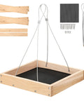 Eco Friendly Wood Hanging Bird Feeder Tray For Outdoors All Weather Durable Garden Wildlife Feeding Station with installation kit