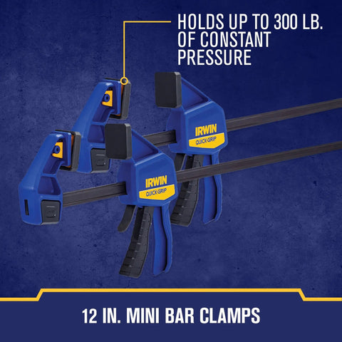 Quick Grip Woodworking Clamps 6 Inch 8 Piece Set With Quick Release Triggers, mini bar clamps delivering up to 150 psi