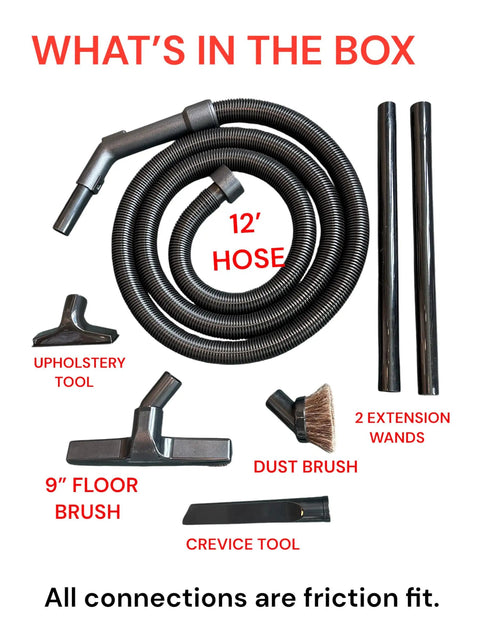 Pro Grade Replacement Vacuum Hose And Tool Set For Shop Vac And Ridgid Style Vacuums, 2 1/4 Inch Friction Fit Tank Opening, tools layout