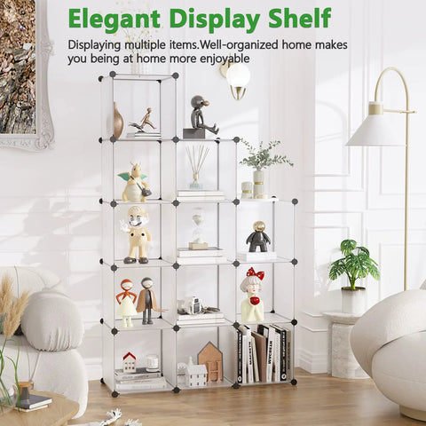 Versatile 12 Cube Storage Organizer For Home And Office DIY Cube Shelving System Plastic Stackable Cubes in white color