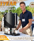 Party Ready 100 Cup Commercial Coffee Urn With Temperature Control And Hot Water Function in use at event with man serving