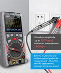 All In One Handheld Oscilloscope And Multimeter With Built In Signal Generator connected to power outlet showing waveform display.