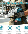 Heavy Duty Cordless Rebar Threader Machine With Brushless Motor Electric Steel Bar Cutter And Socket Wrench For Construction Fast Threading Tool showing brushless motor and threading guide.