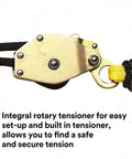 Integral rotary tensioner component of the 90 Foot Horizontal Lifeline System With Static Kernmantle Rope And Energy Absorber.