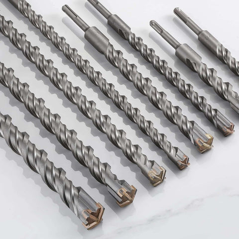Set of five 3/8-in carbide-tipped concrete drill bits, 4–6 in length, for masonry hammer drills