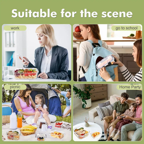 8 Pack Glass Food Storage Containers With Airtight Locking Lids For Meal Prep And Leftovers Leak Proof Design Microwave Oven Freezer And Dishwasher Safe BPA Free Variety Size Set For Portion Control And On The Go Lunches in various scenarios: work, school, picnic, home party.