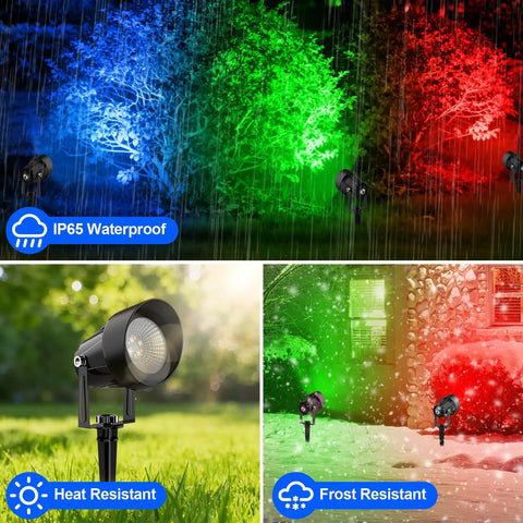 Dope RGB Outdoor Spotlight Color Changing Lights With Remote And App Control, Music Sync, in garden and snow settings