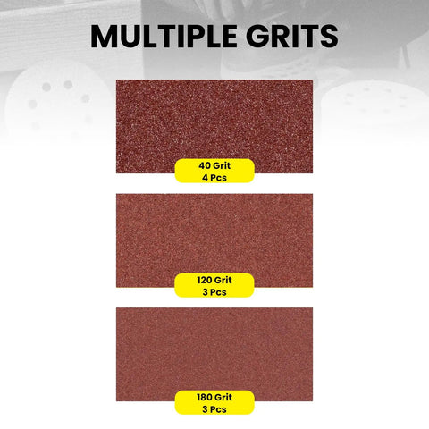 Fresh 9 Inch Hook And Loop Drywall Sanding Discs With Hole Design 40 120 And 180 Grit Mixed Bag For Pro Aluminum Oxide Sander Paper in multiple grit sizes.