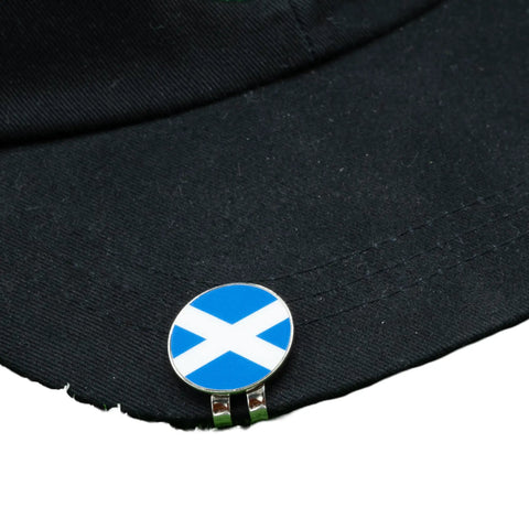 St Andrews Cross Golf Ball Marker Dope Premium Metal Alignment Tool 1 Inch Marker Clip on black hat