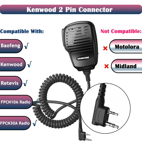 Waterproof IP67 Shoulder Microphone With 2 Pin Connector For Two Way Radios 2025 Upgrade Crystal Clear Compatible With Baofeng