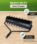 60 Inch Drum Spike Aerator Tow Behind Lawn Roller Attachment For ATV UTV And Riding Tractors With 126 Heavy Duty Spikes