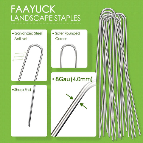 Heavy Duty 12 Inch Landscape Staples 8 Gauge Galvanized U Shaped Ground Stakes Tough As Nails For Weed Barrier Fabric Irrigation Tubing
