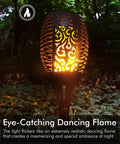 Two Pack 33 Inch Solar Tiki Torches With 96 LED Flickering Flame Waterproof Outdoor Lights for garden pathway decor at night