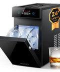 Big League 2.4 Clear Ice Ball Maker Compact Countertop Design Delivers Slow Melting Crystal Spheres For Bourbon And Whiskey In Roughly Forty Minutes Straight Up Solid with ice spheres and whiskey glass.