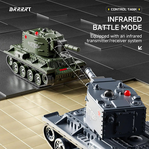 Two Player 1 To 64 RC Battle Tank Set With Infrared Shoot Dual Tanks With 330 Degree Rotating Turret Realistic Sound