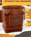 Nut And Bolt Bag From Ambassador Series Chestnut Brown Top Grain Leather Tool Bag And Belt For Ironworkers Built Tough Pro Grade Durable Organizer For Professional Use AS2585, front view