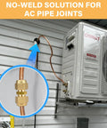 4 Pack Copper Pipe Extension Joint Connectors For HVAC AC One Quarter Inch And Three Eighth Inch Coupling Adapters in use