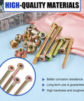 128Pcs M6 Wood Hardware Kit with hex socket cap bolts, barrel nuts, and Allen wrench on pink fabric, includes quality materials.
