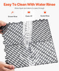 Interlocking Drainage Mat Tiles 12 Inch By 12 Inch Pack Of 55 Non Slip PP Floor Shower Mats for Garage Garden Kitchen and Outdoor Use Gray for any Wet Area with water rinsing over the mat.
