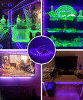 Lit 6.6Ft Black Light Strip With 120 UV LEDs 395-400nm USB illuminating decor and gaming setup with glowing art pieces