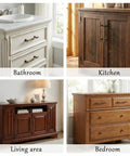12 Pack Antique Brass Cabinet Pulls And Handles For Drawers, Closets, Dresser And More, 110 mm Hole Center on various furniture