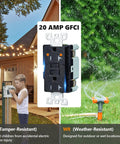 Beefed Up Outdoor Electrical Outlet Box With Dual 20 Amp Weather Resistant Gfci Receptacles rated rainproof with boy near a power outlet.