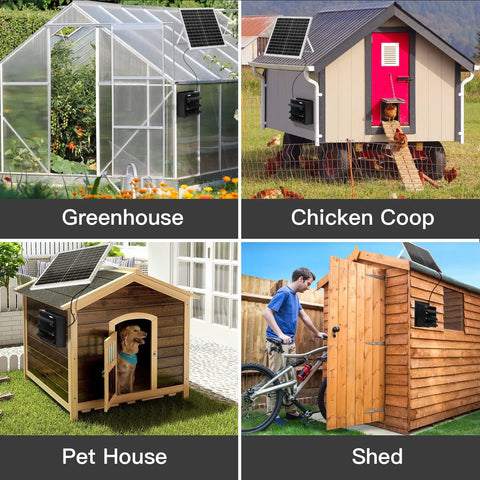 Solar Powered Exhaust Fan With A Ten Inch Shutter Vent For Outdoor Greenhouse, Chicken Coop, Shed And Pet House, 25W Panel Ventilation Keeps Air Fresh And Moving Fast