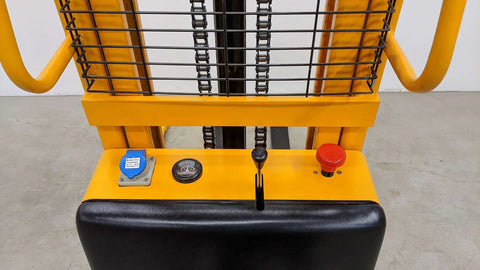 Control panel of Heavy Duty Wide Leg Semi Electric Pallet Stacker Built Like A Tank With A Rock Solid 2204 Lbs Capacity And A Sweet 138 Inch Lift Height For Confined Warehouses.