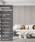 Self Adhesive Soundproof Acoustic Wall Panels For Room Treatment Game Changing Noise Absorbing Foam Tiles To Knock Out Echoes And Smooth Out Reverb With Zero Sweat Peel And Stick Install Camel Color 10 Pack on a textured wall.