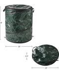 Pop Up 29.5 Gallon Outdoor Trash Can Collapsible For Parties, Yard Work, Camping, Or Laundry With Secure Zip Lid displayed vertically and folded flat