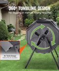 Large 43 Gallon Dual Chamber Rotating Tumbling Compost Bin with Two Sliding Doors and Steel Frame in garden